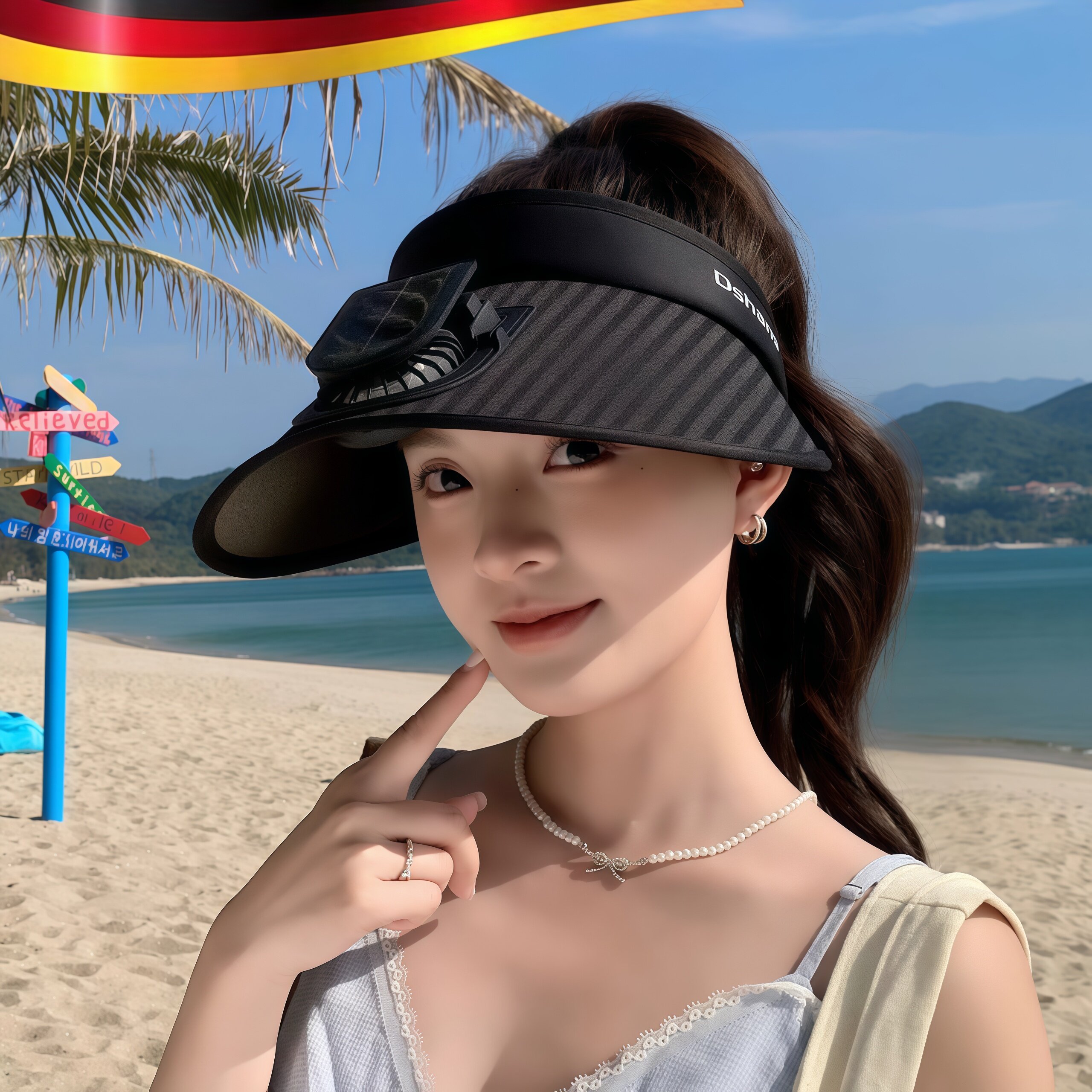 可充电风扇帽女夏防紫外线2026新款空顶大檐遮阳帽显脸小太阳能帽