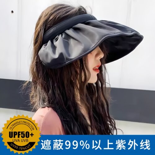 遮阳帽女夏季户外防紫外线遮脸空顶贝壳太阳帽2026新款大檐防晒帽
