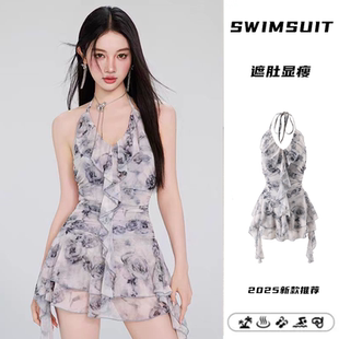 泳衣女裙式 ins純欲風少女小胸聚攏高顏值溫泉游泳裝 連體性感韓版