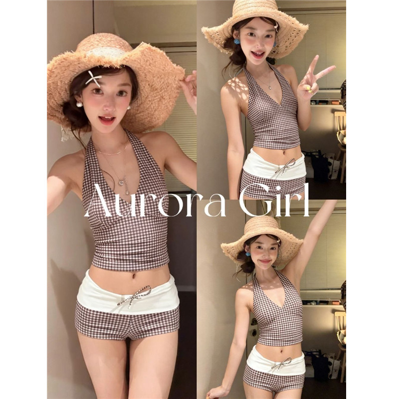 泳衣女分体两件套平角裤韩版森系小胸聚拢少女性感显身材度假泳装