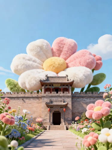 超大毛茸茸花多巴胺美陈主题乐园