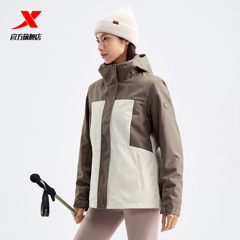 特步迎寒跃冬2025新款秋冬加绒休闲外套女潮流百搭官方旗舰店正品