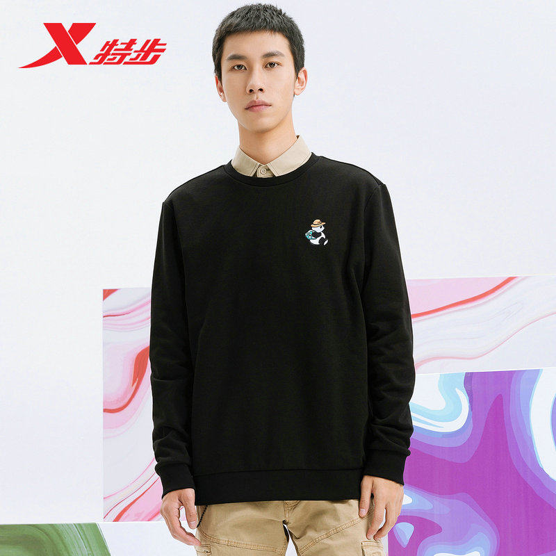 特步熊猫卫衣男2021秋季新款百搭男装上衣针织长袖男子运动套头衫|ruв категории спортивный костюм/досуг одежды, спортивный свитер/свитер - от Buy2taobao.com для оказания профессиональной услуги покупки агента Taobao