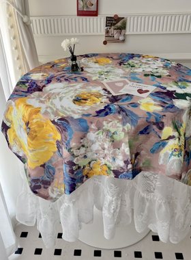 欧美抽象油画桌布繁花系列