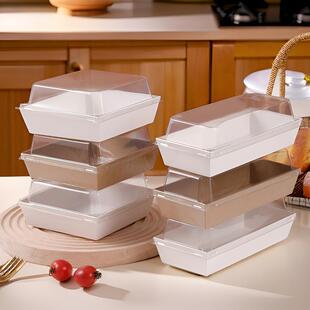 新款加厚一次性三明治盒蛋糕卷肉松贝包装盒防雾盖西点蛋糕纸塑盒