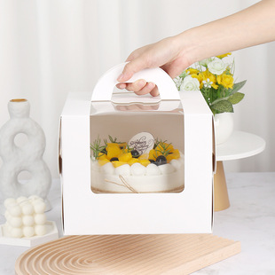 新款 盒 加厚3寸4寸6寸8寸生日蛋糕盒子白色开窗手提蛋糕盒烘焙包装