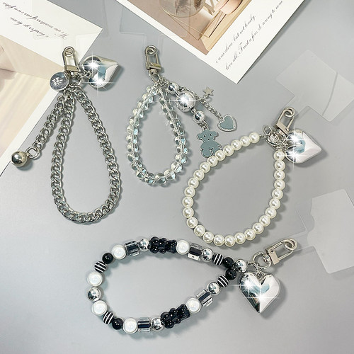 创意手机链水晶串珠小熊爱心挂件