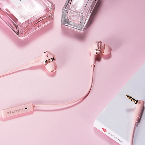 Розовые проводные наушники с розовыми наушниками Pink Wired Wired 3,5 мм круглые отверстия в интерфейсных играх Earl Typec High Caffice