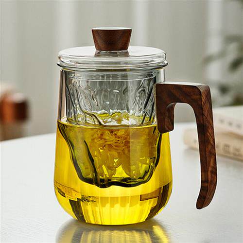 一品工坊 泡茶杯茶水分离耐热玻璃杯办公室创意山峦木把喝水杯子高性价比高么？