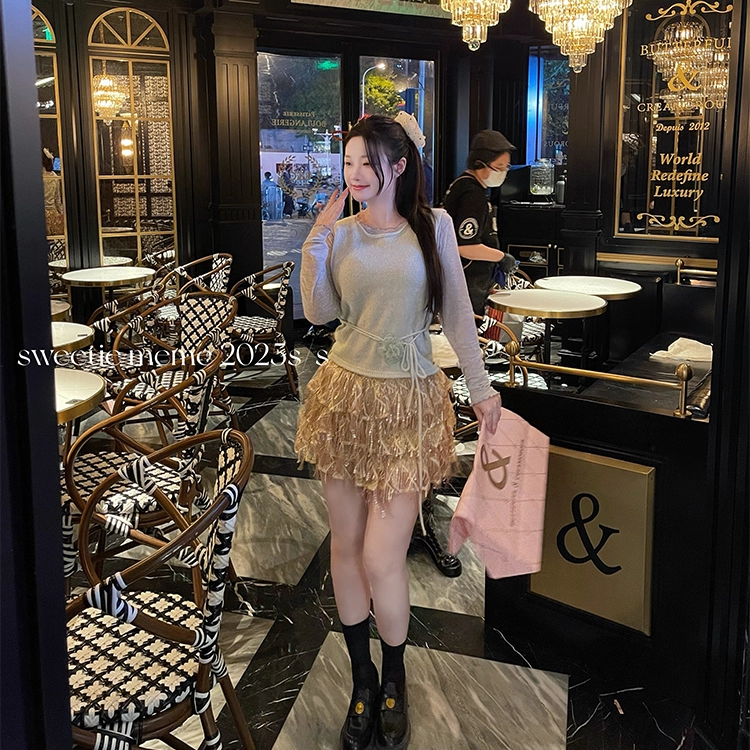 sweetiememe金色亮片半身短裙女