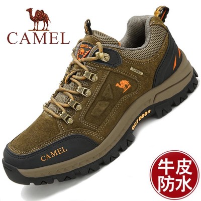 断码清仓秋冬休闲骆驼男鞋真皮防水防滑运动鞋户外徒步旅游登山鞋