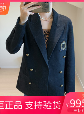 maSande  2022季女双S徽章双排扣装饰休闲羊毛外套SFPOU00445