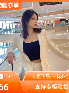 maSandeINS 2023季法式时尚气质简约白色西装外套MFPVE00451