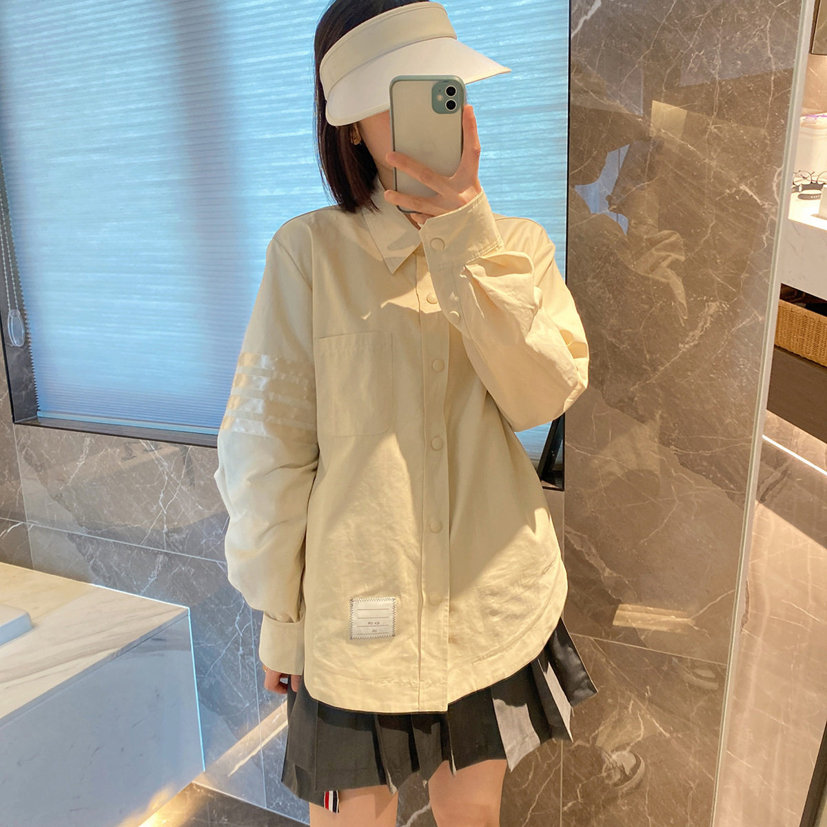 maSande23夏季女装潮牌TB衬衫双袖标宽松外套23春夏学院bf男女同