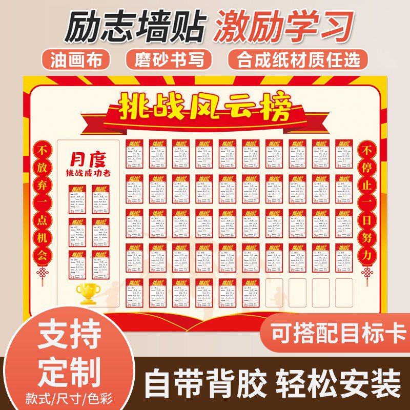 中考高考学校班级学习挑战榜墙贴