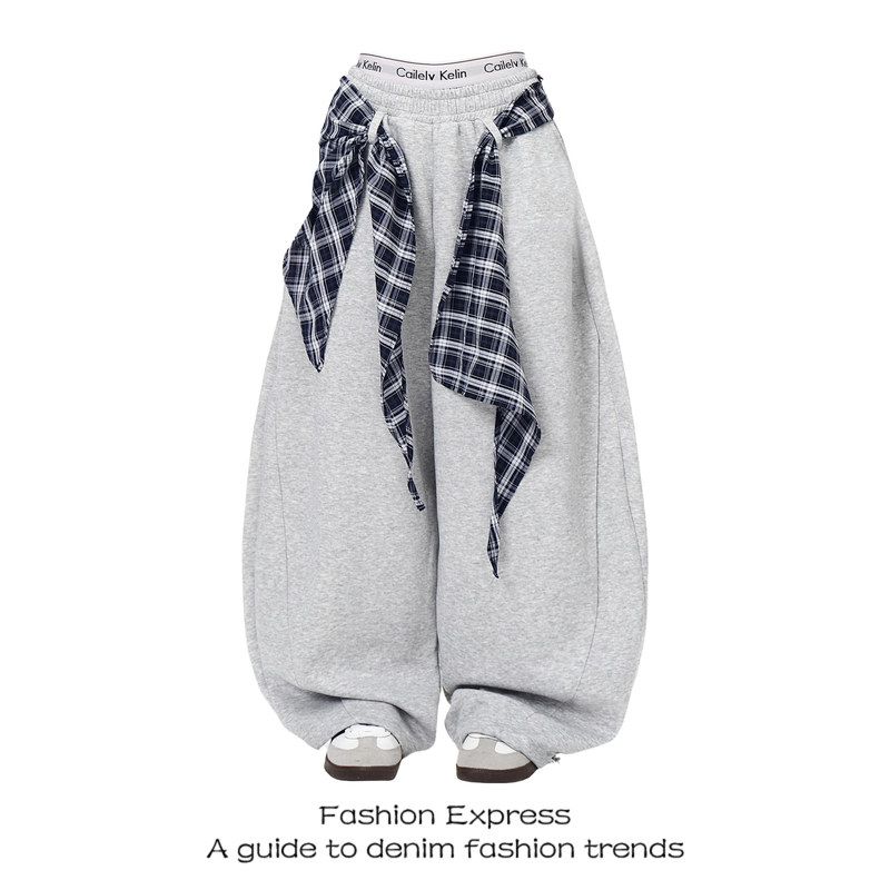 厂家直销美式复古纯色休闲裤女