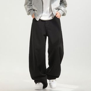 基础百搭直筒裤 美式 baggy廓形休闲长裤 男春季 复古做旧水洗牛仔裤