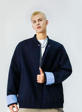 港坞尘界|格纹百搭工装夹克25秋季新品潮牌格子可拆卸棒球服外套