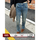 抓绒宽松显瘦蓝色小脚靴裤 女2025秋冬新款 直筒牛仔裤 YANGLE_窄版