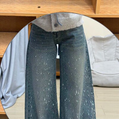 满天星烫钻牛仔裤女冬季
