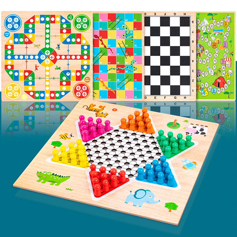 儿童益智飞行棋跳棋五子棋斗兽棋军棋象棋多功能合一游戏棋类