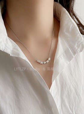 钛钢简约小方块项链锁骨链