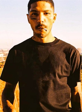 45Cent美式嘻哈麂皮绒重磅短袖男 CleanFit纯色宽松小领口t恤潮