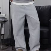 休闲裤 45Cent纯棉舒适慵懒空气层宽松卫裤 重磅380G直筒弯刀秋季 男