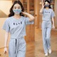 休闲运动套装 阔腿裤 女2025夏季 洋气减龄显瘦短袖 两件套潮 新款 时尚