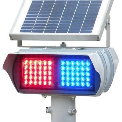 太阳能爆闪灯交通安全警示灯红蓝强光双面路障灯路口频闪灯一