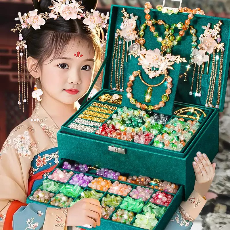 儿童古风手链女孩子生日礼物串珠手工diy材料玩具礼盒女童6穿珠子