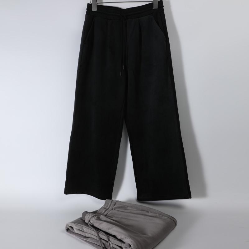 外贸日单灯芯绒长裤女秋冬黑色宽松大码加绒加厚保暖直筒阔腿裤