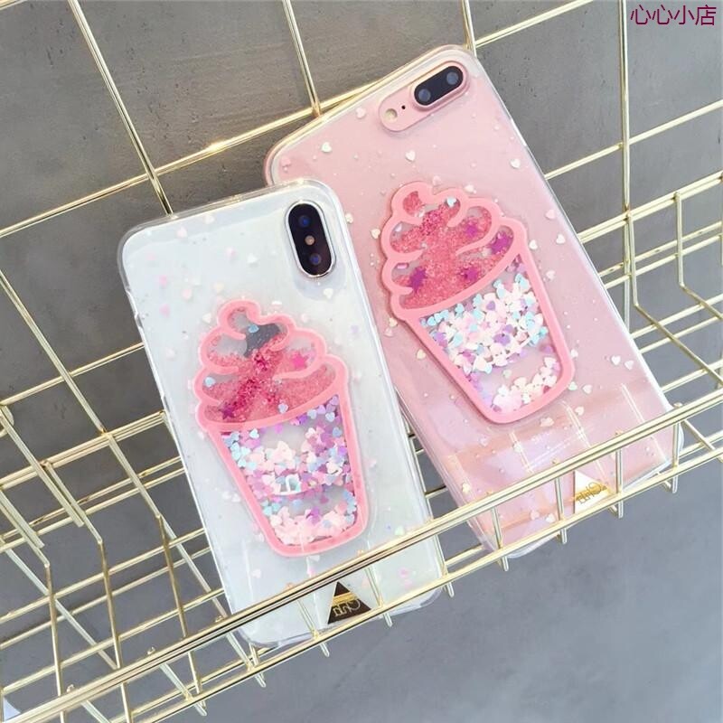 新款iPhoneXS冰淇淋流沙壳美图T8粉色滴胶软壳 苹果7plus爱心闪粉|ruв категории Цифровые аксессуары, аксессуары для мобильных телефонов, телефон защитный кожух/оболочка - от Buy2taobao.com для оказания профессиональной услуги покупки агента Taobao