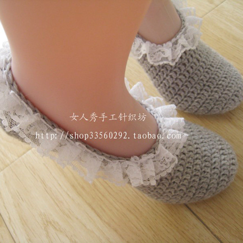 女人秀手工编织毛线钩织成人花边袜家居亲子地板鞋地毯袜毛线袜子
