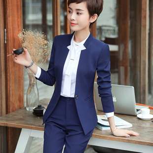 立领西装外套女职业装大码秋冬小西装套装女大学生气质正装工作服