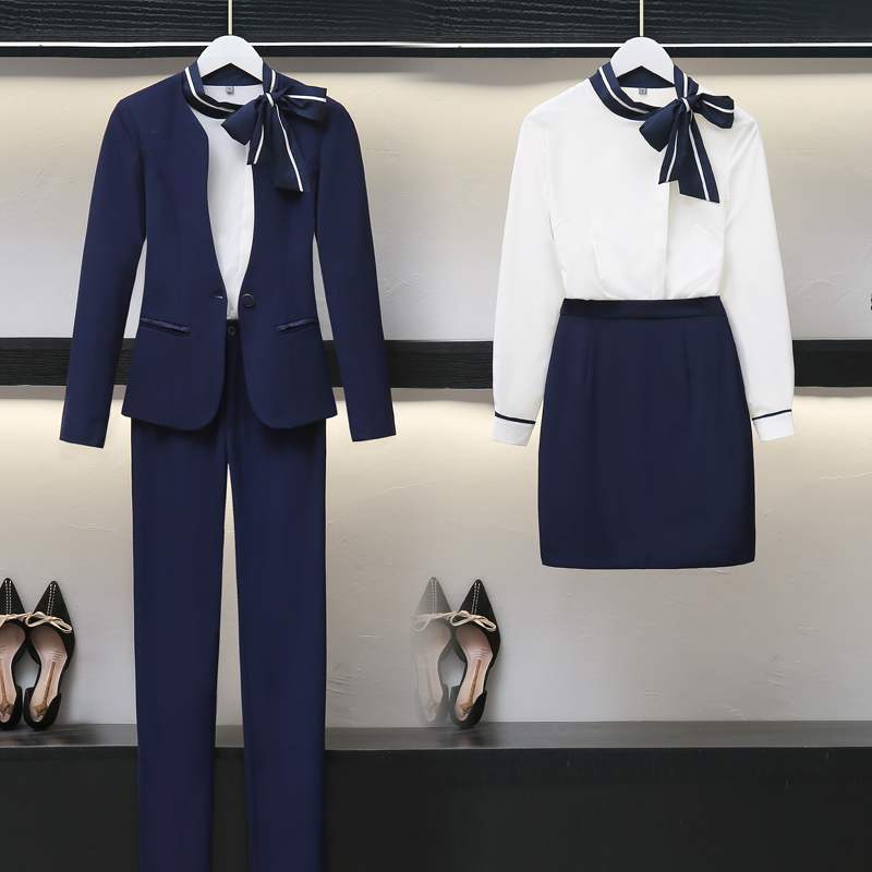 空姐制服职业套装女春秋时尚前台美容师工作服女职业气质西服套裙