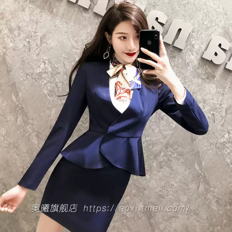 职业工作服套装女2024秋冬新款高端简洁空姐制服前台酒店西装正装