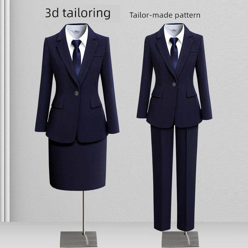 西装套装女职业正装大学生公考面试工作服酒店前台售楼部黑色西服