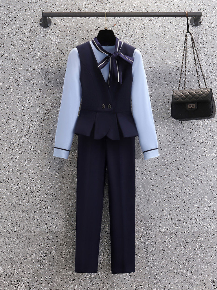 职业装套装女秋冬时尚气质空姐制服工装美容师酒店前台工作服套裙