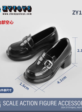 忠钰ZY1041 1/6比例乐福鞋法式圆头小皮鞋学生妹鞋人偶服饰现货