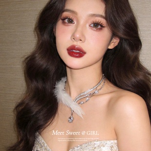 氛围感配饰女 「羽烬朋克」羽毛金属项链choker暗黑风颈链辣妹个性