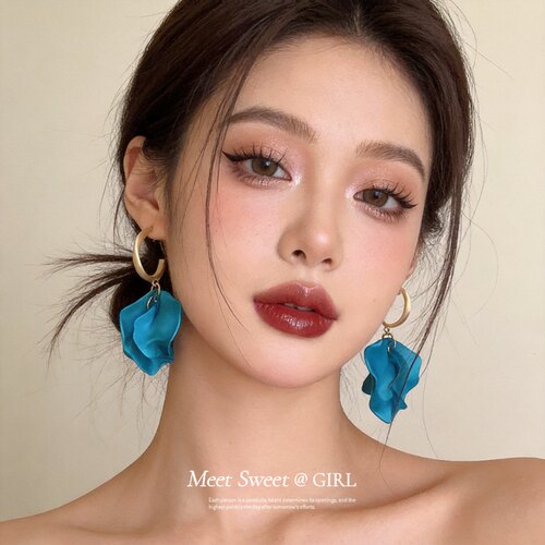 多巴胺亚克力C形花瓣耳坠耳环