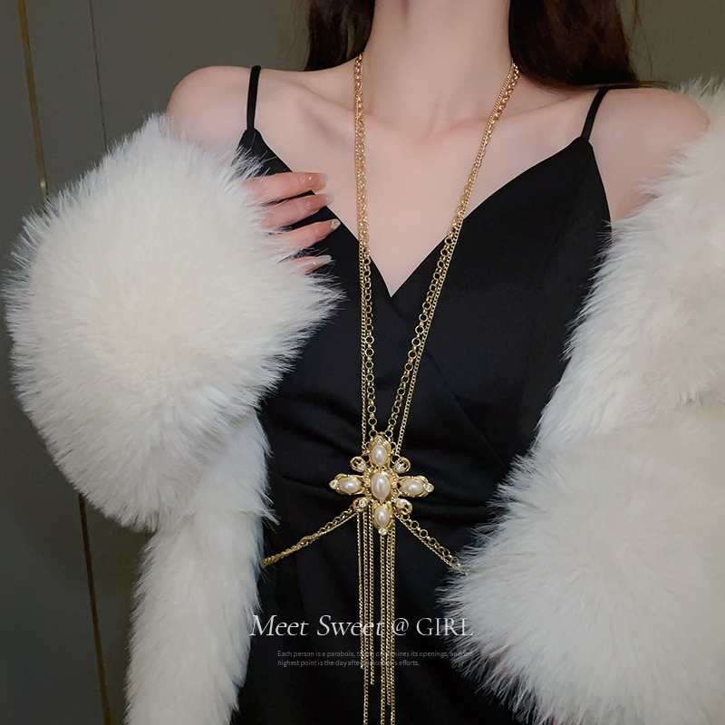 复古珍珠项链身体链腰链