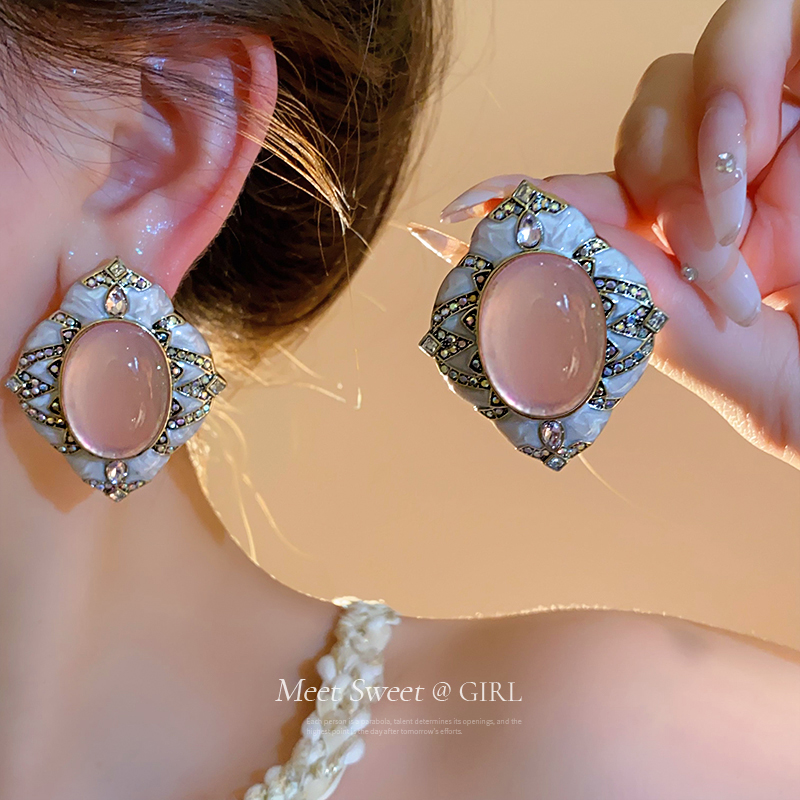 复古宫廷菱形水滴耳钉夸张耳饰