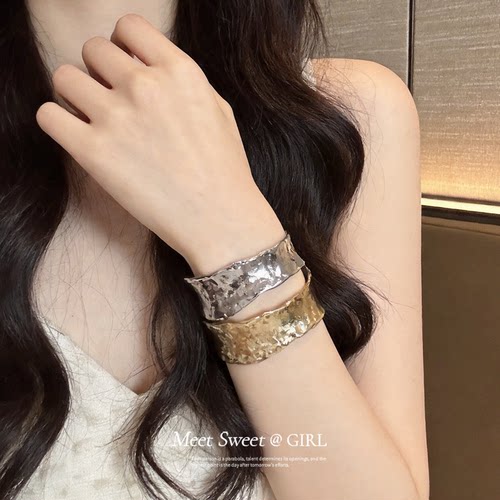 欧美个性圆形开口手镯轻奢手环女