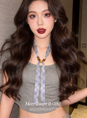 小清新木珠雪纺印花丝巾项链女