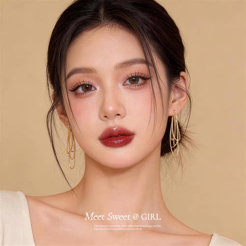 金色流苏耳环女长款高级感