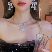 蝴蝶结千金感婚礼新娘项链女款 2025新款 礼服配饰轻奢锁骨链颈链