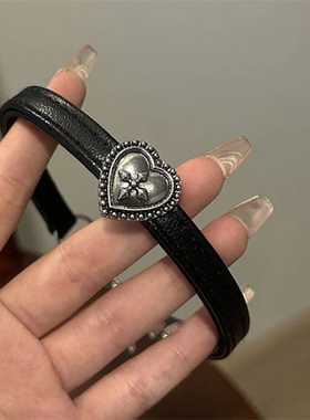 黑色皮革choker颈链辣妹