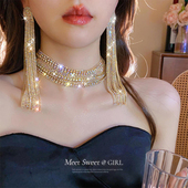 彩钻多层项链大气夸张时尚 气质颈链choker新娘礼服配饰2025新款